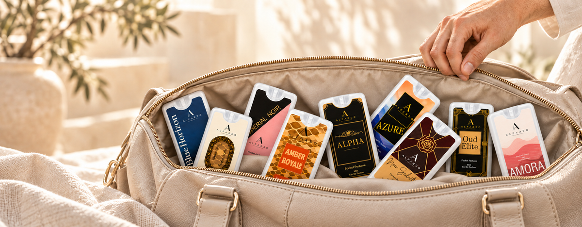 Alfardo Oud Elite pocket perfume beside its carton