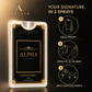 How to wear Alpha: hold upright, spray 10 to 15 cm away, apply to pulse points