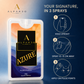 How to wear Azure: hold upright, spray 10 to 15 cm away, apply to pulse points