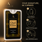 How to wear Oud Elite: hold upright, spray 10 to 15 cm away, apply to pulse points