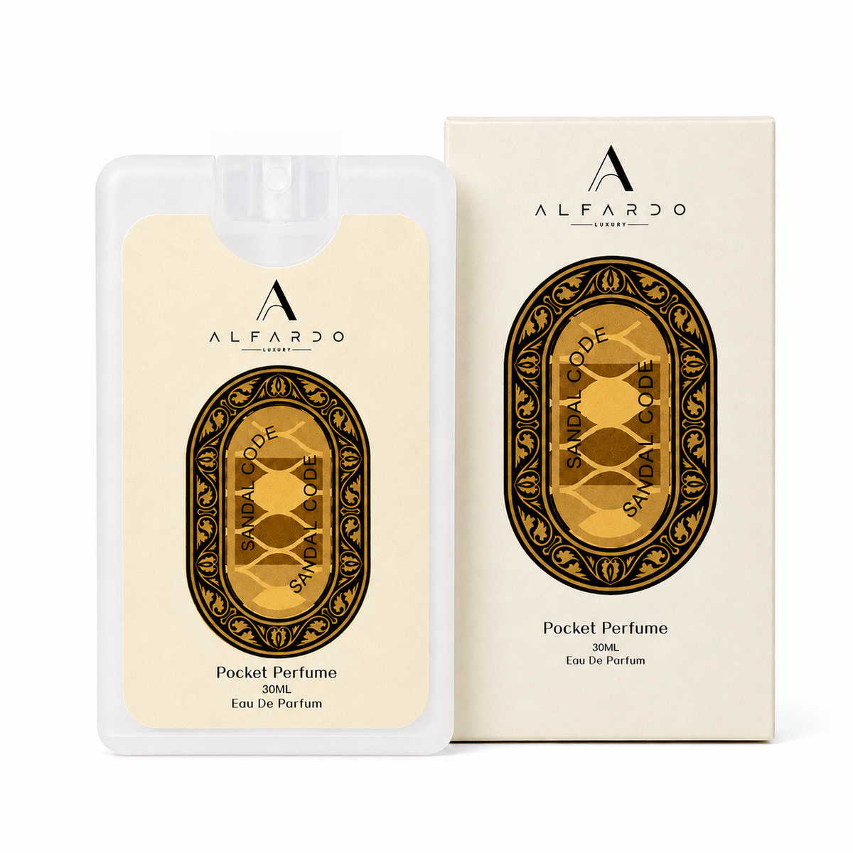 Sandal Code 30ml pocket perfume, bottle and carton